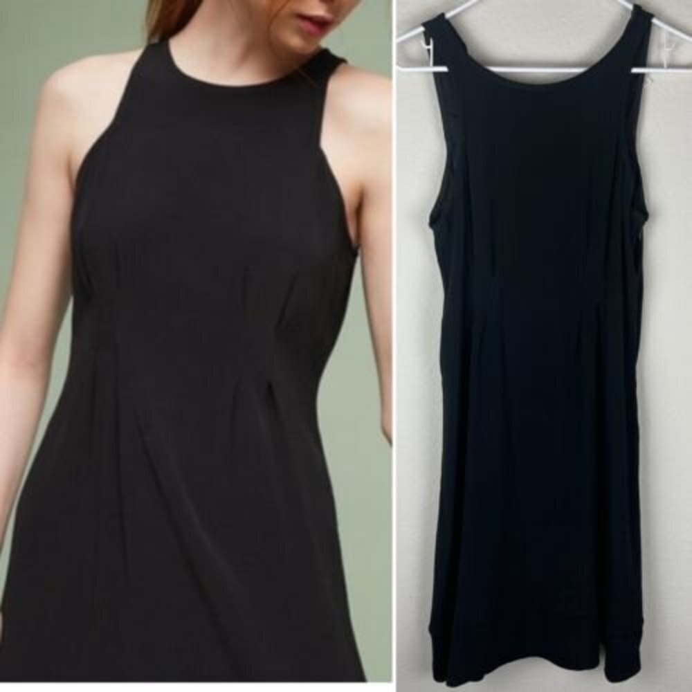 Anthropologie HD Paris Black Shift Dress Size 4 Sleeveless Short​​​​​